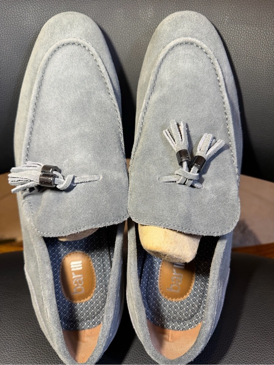 Bar III Light Gray Suede Tassel Loafers with Tan Accents Sz 10 main image 12